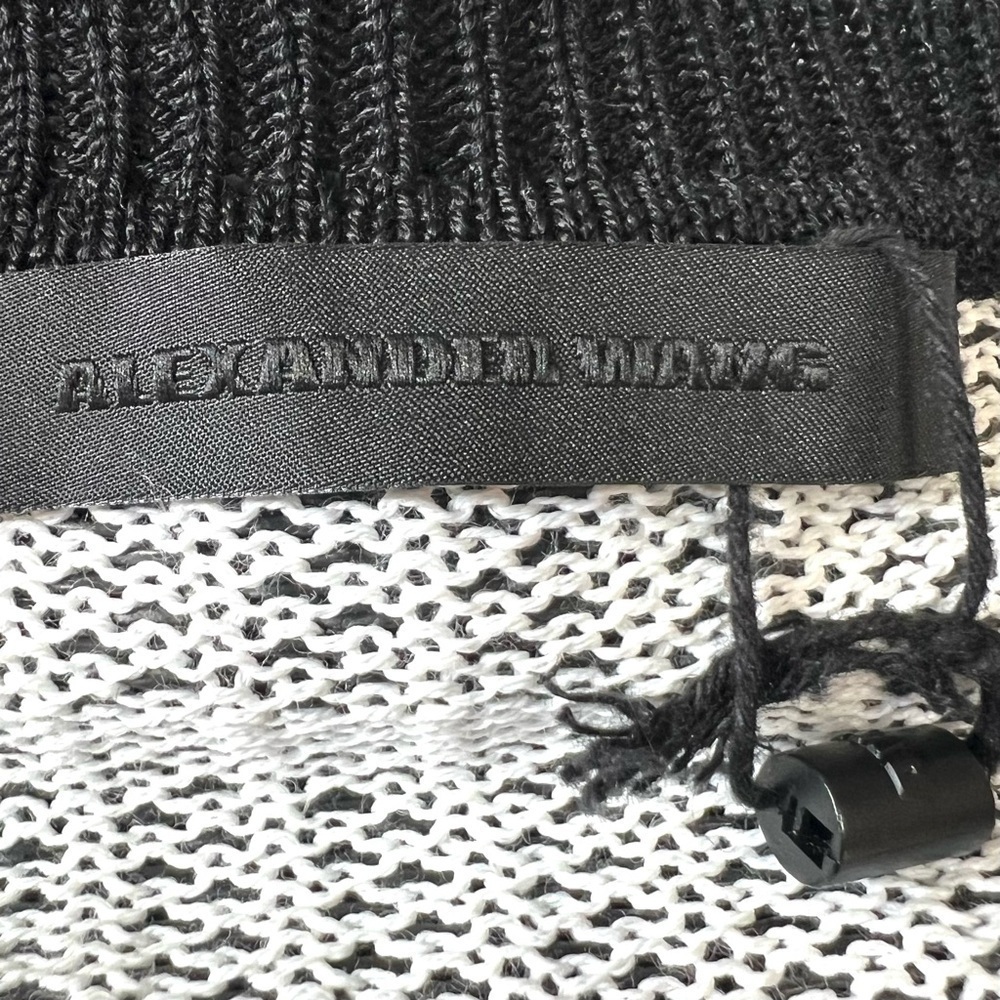 Alexander Wang Black & White Vinyl Technical Tweed Long Sleeve Crop Top Women S - Picture 14 of 14